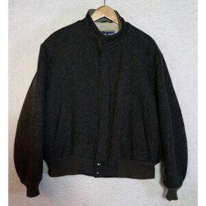 Dark Gray Wool Sherpa Bomber Jacket